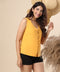 Vneck Front Buttoned Chiffon Mustard Top